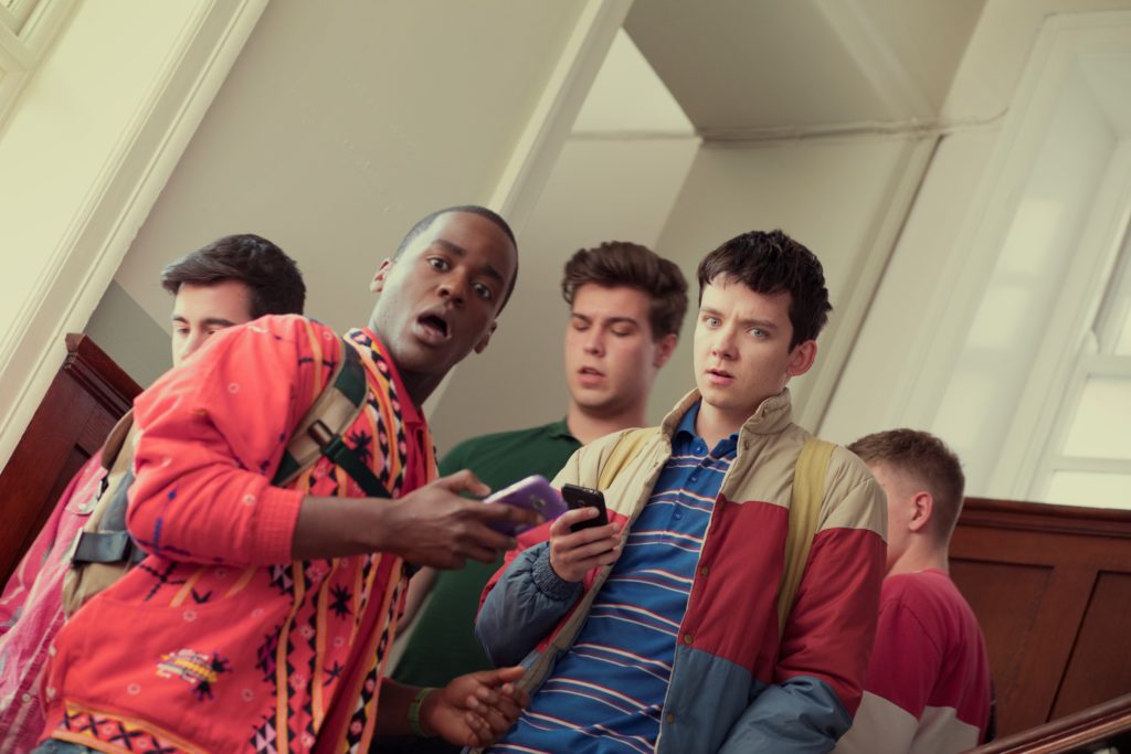 Ncuti Gatwa as Eric and Asa Butterfield as Otis in Sex Education
